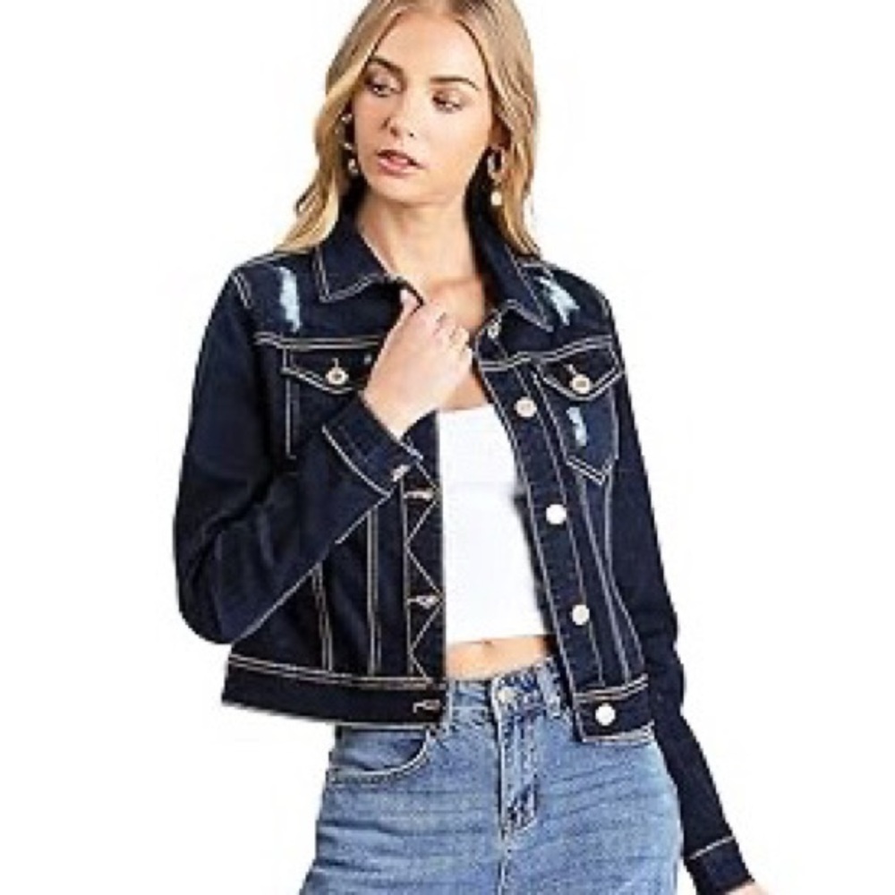 WAX JEAN Distressed Button Uo Jean Jacket
